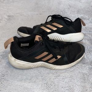 Girls adidas black & rose gold sneakers